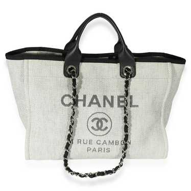 Chanel Chanel Grey & Black Canvas Large Deauville… - image 1