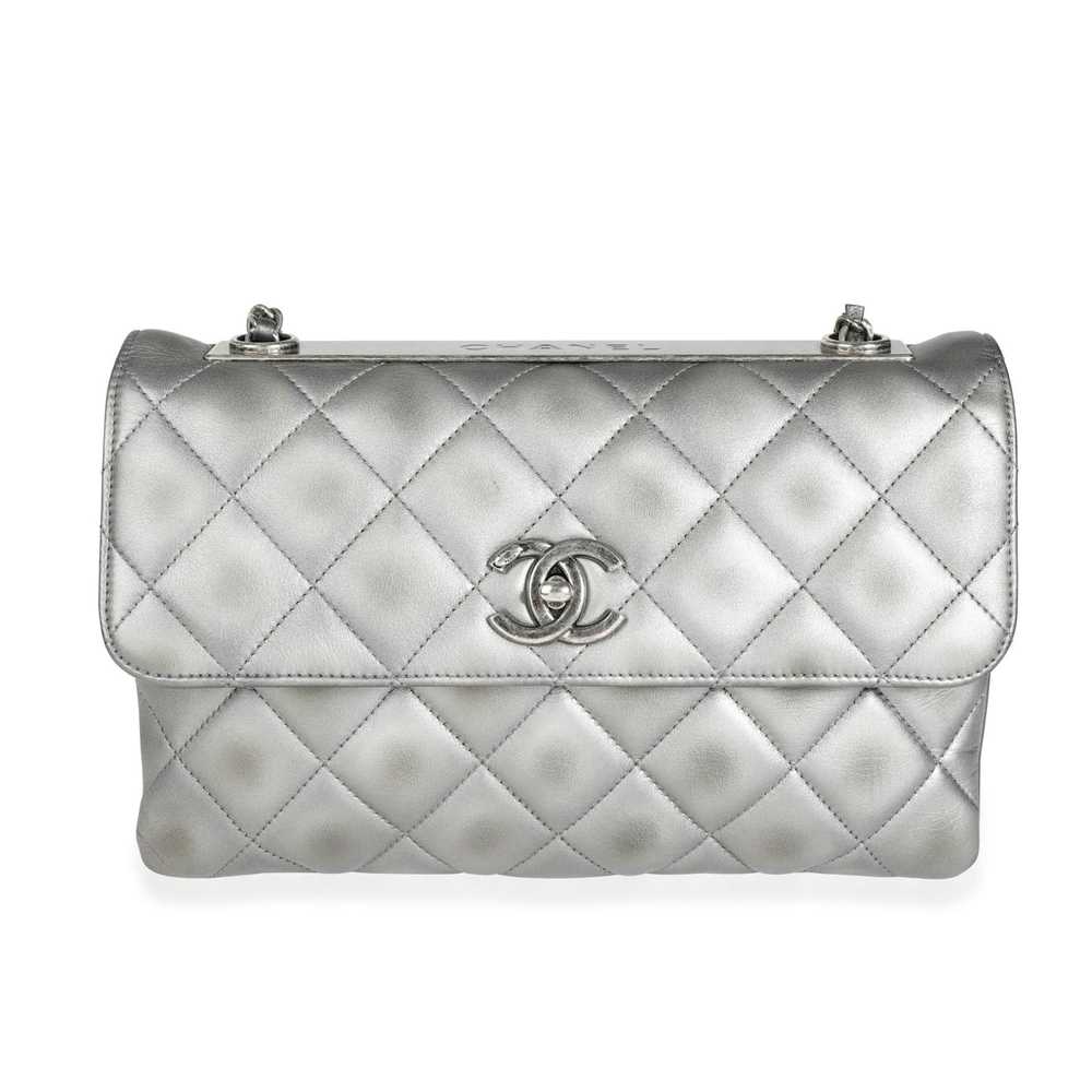 Chanel Chanel Dark Metallic Silver Quilted Lambsk… - image 1