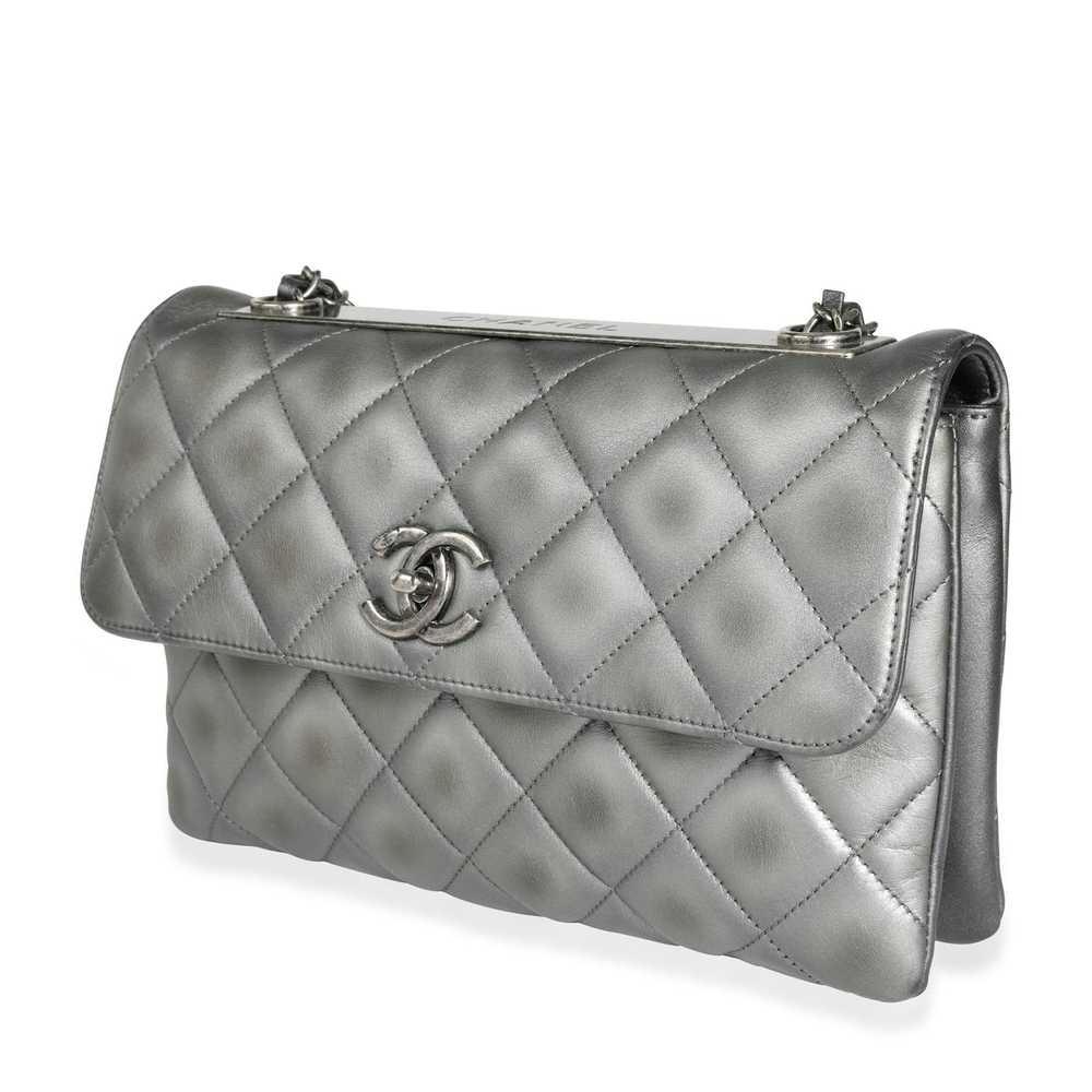 Chanel Chanel Dark Metallic Silver Quilted Lambsk… - image 2