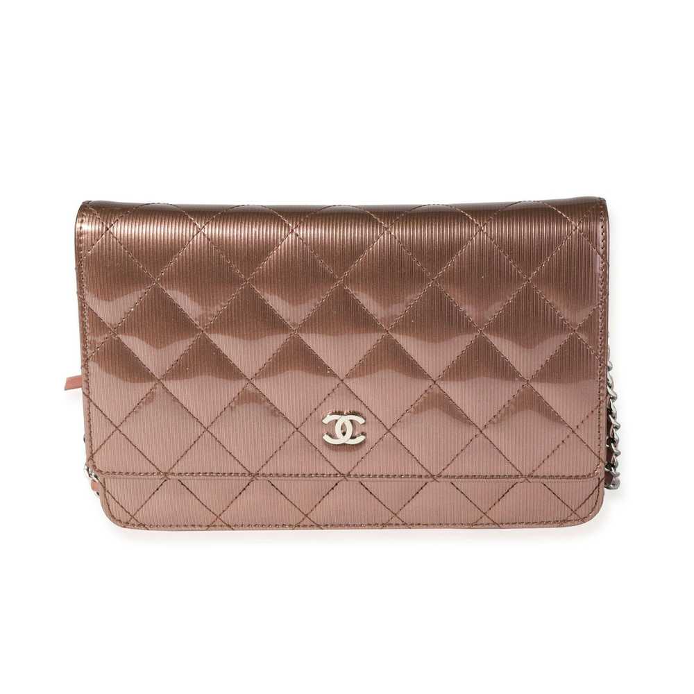 Chanel Chanel Bronze Vertical Stripe Quilted Pate… - image 1