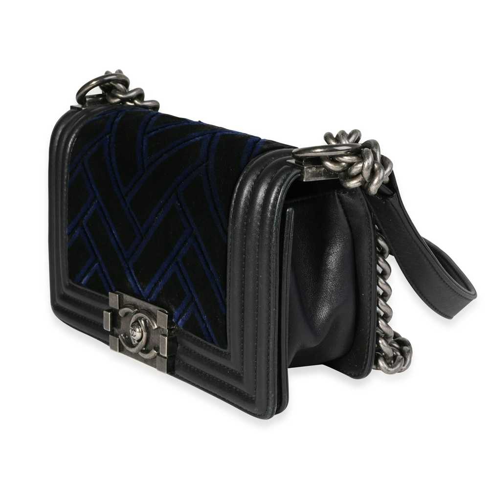Chanel Chanel Blue Velvet & Black Calfskin Small … - image 2