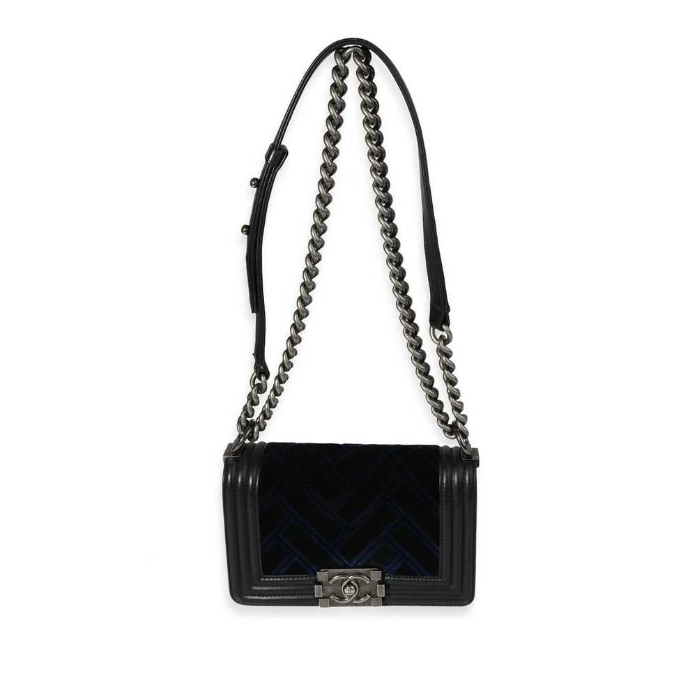 Chanel Chanel Blue Velvet & Black Calfskin Small … - image 3