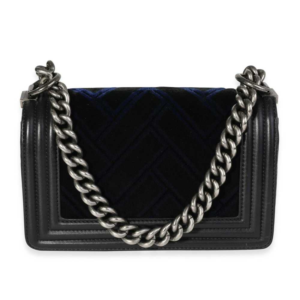 Chanel Chanel Blue Velvet & Black Calfskin Small … - image 4