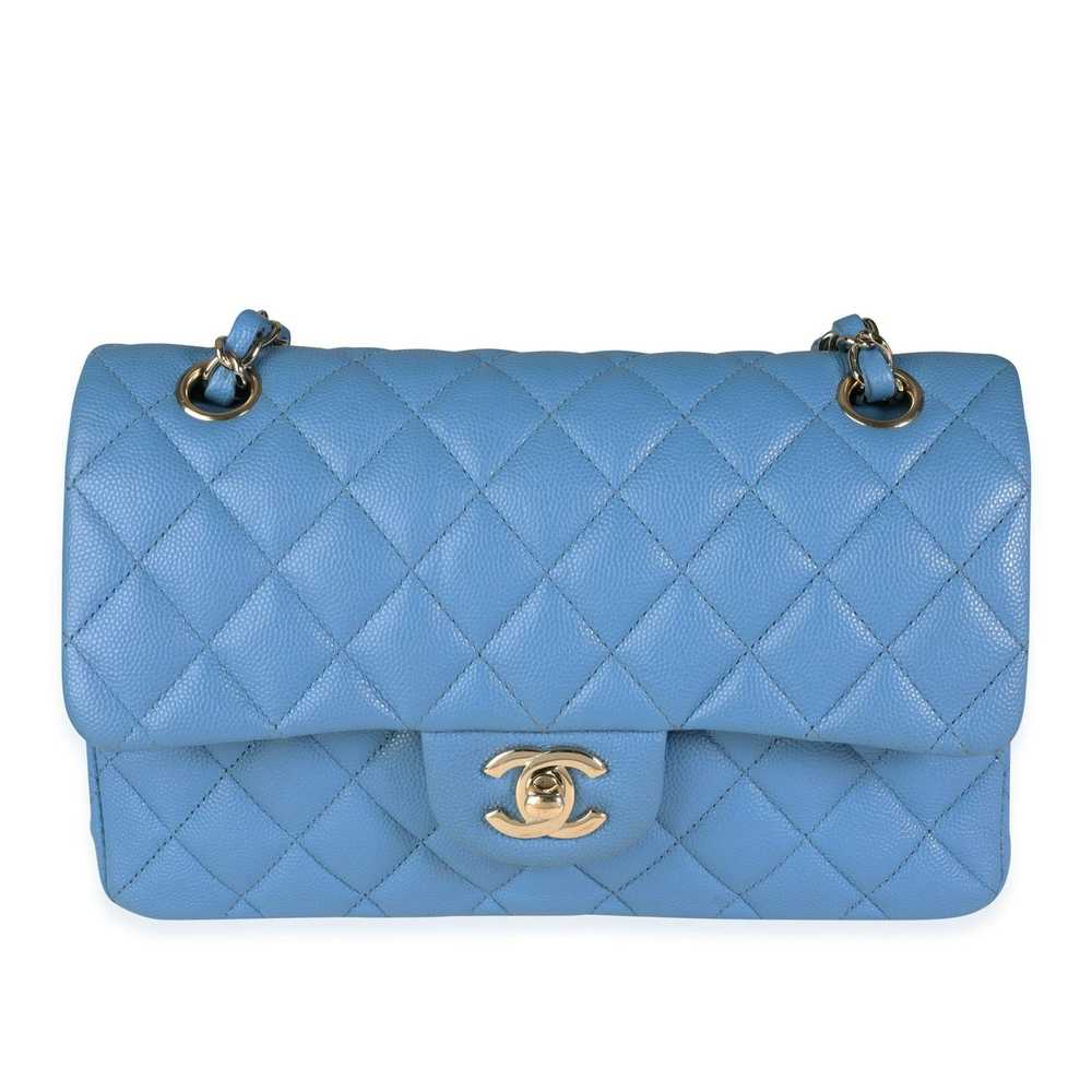 Chanel Chanel Blue Quilted Caviar Small Classic D… - image 1