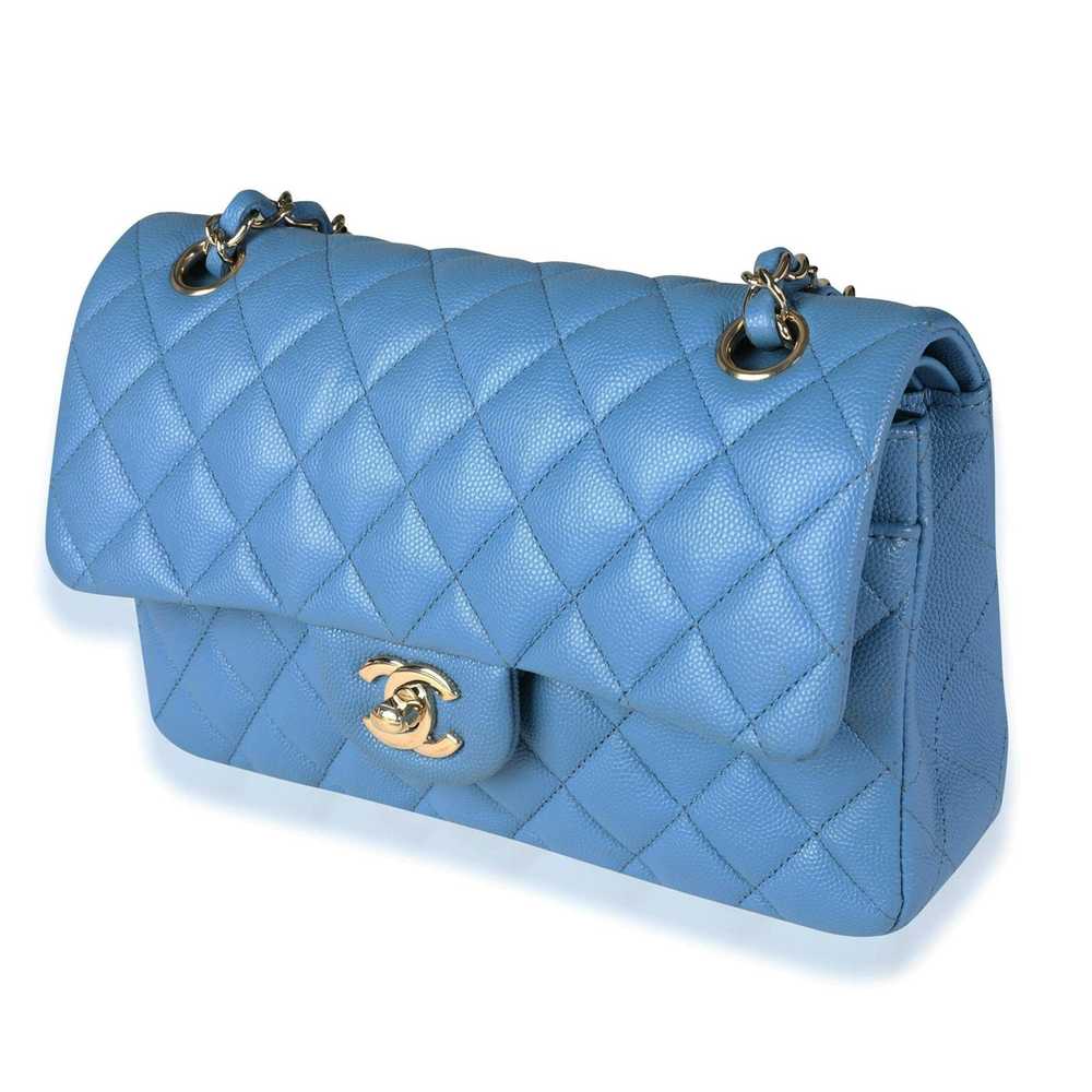 Chanel Chanel Blue Quilted Caviar Small Classic D… - image 2