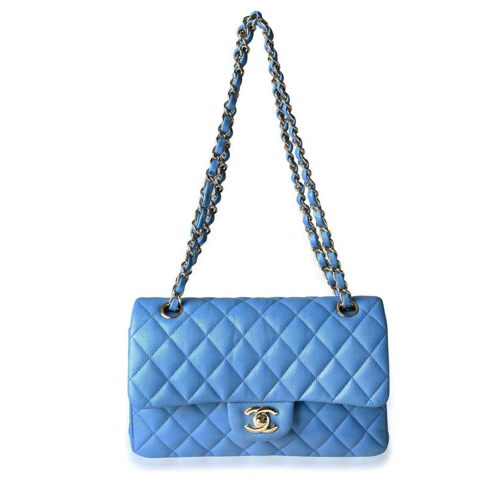 Chanel Chanel Blue Quilted Caviar Small Classic D… - image 4