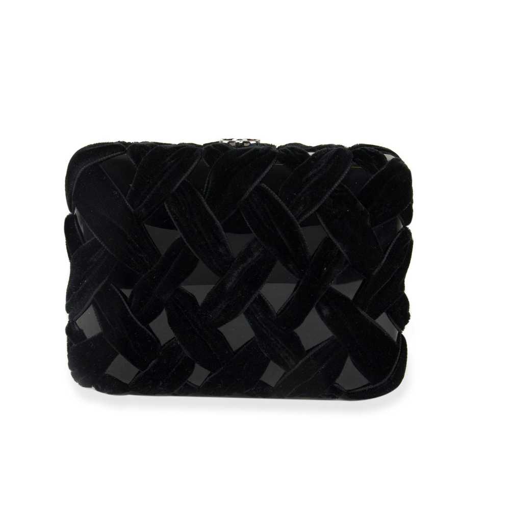 Chanel Chanel Black Velvet & Resin Box Clutch wit… - image 1