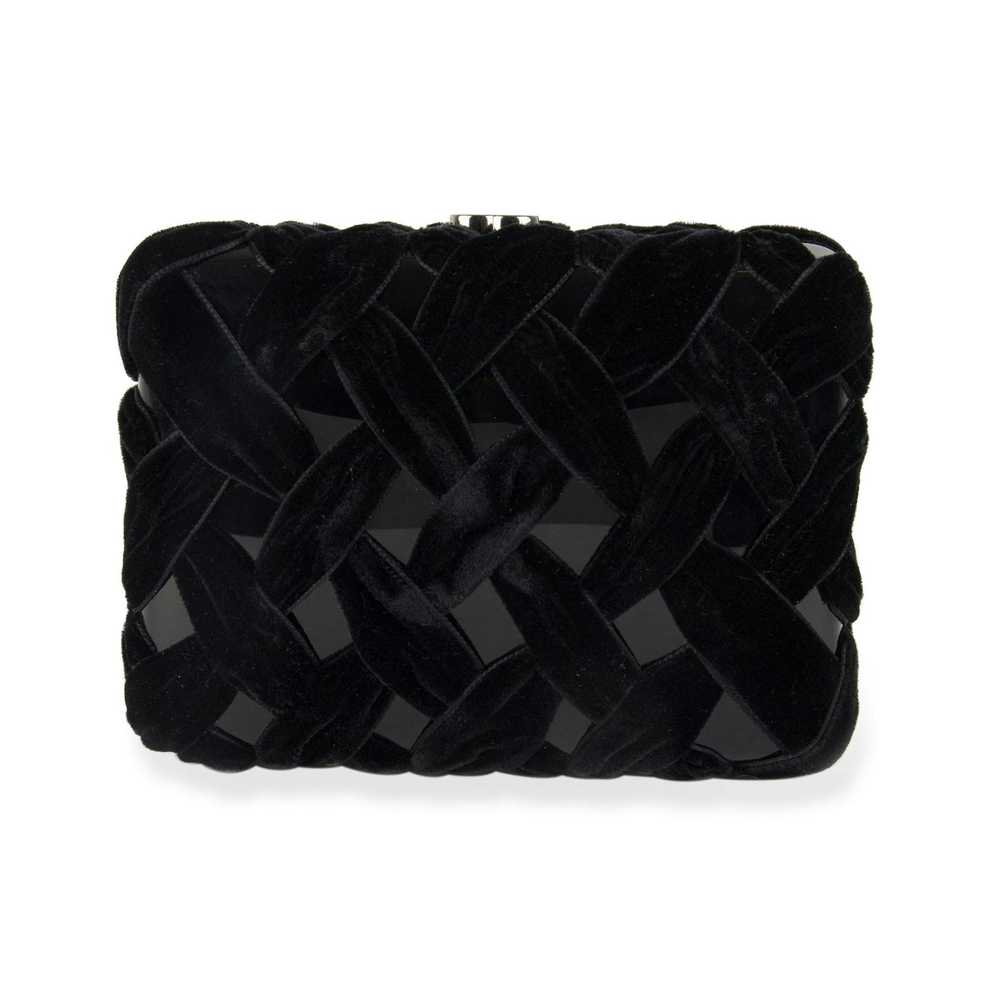 Chanel Chanel Black Velvet & Resin Box Clutch wit… - image 3