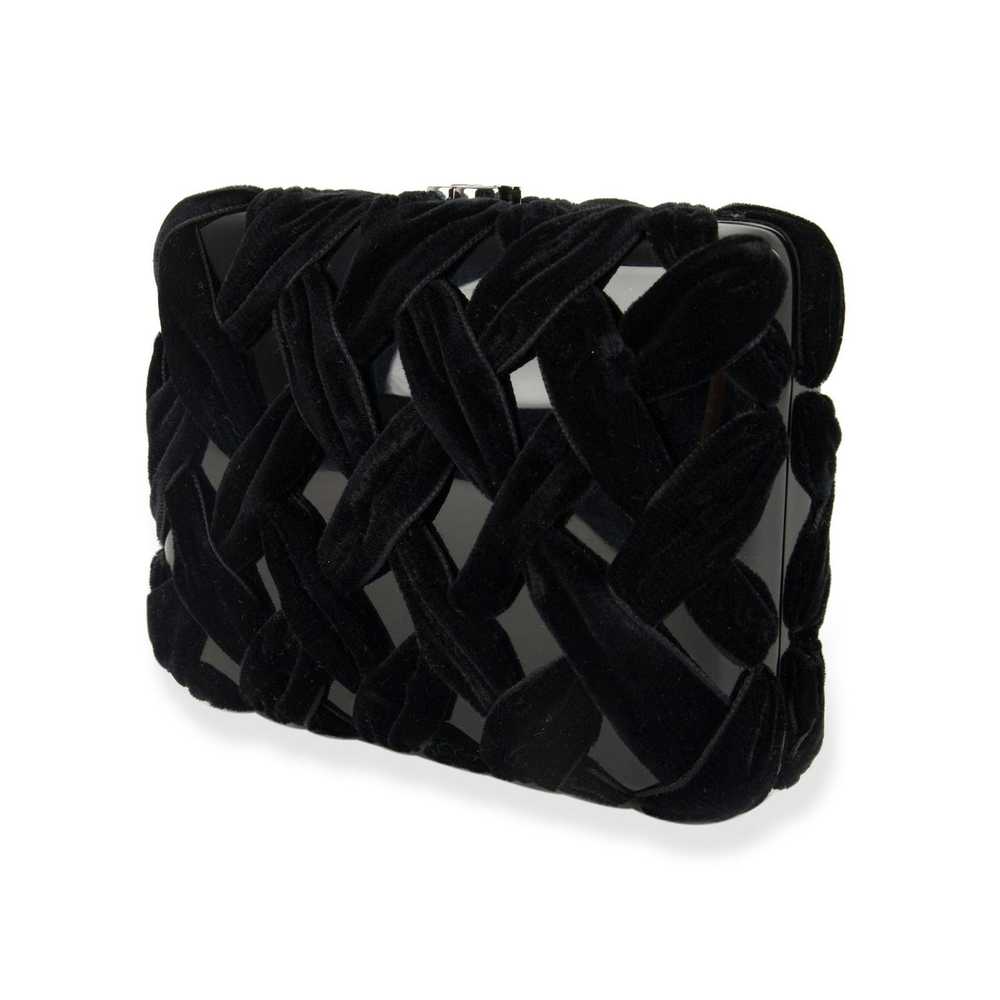 Chanel Chanel Black Velvet & Resin Box Clutch wit… - image 7