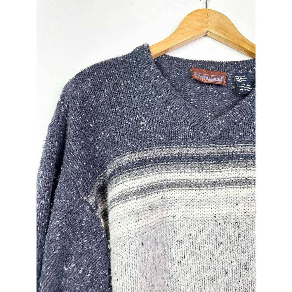 Vintage Y2K Chunky Knit V-Neck Sweater Men's L - image 7