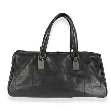 Chanel Chanel Black Square Stitch Leather Bowling… - image 1