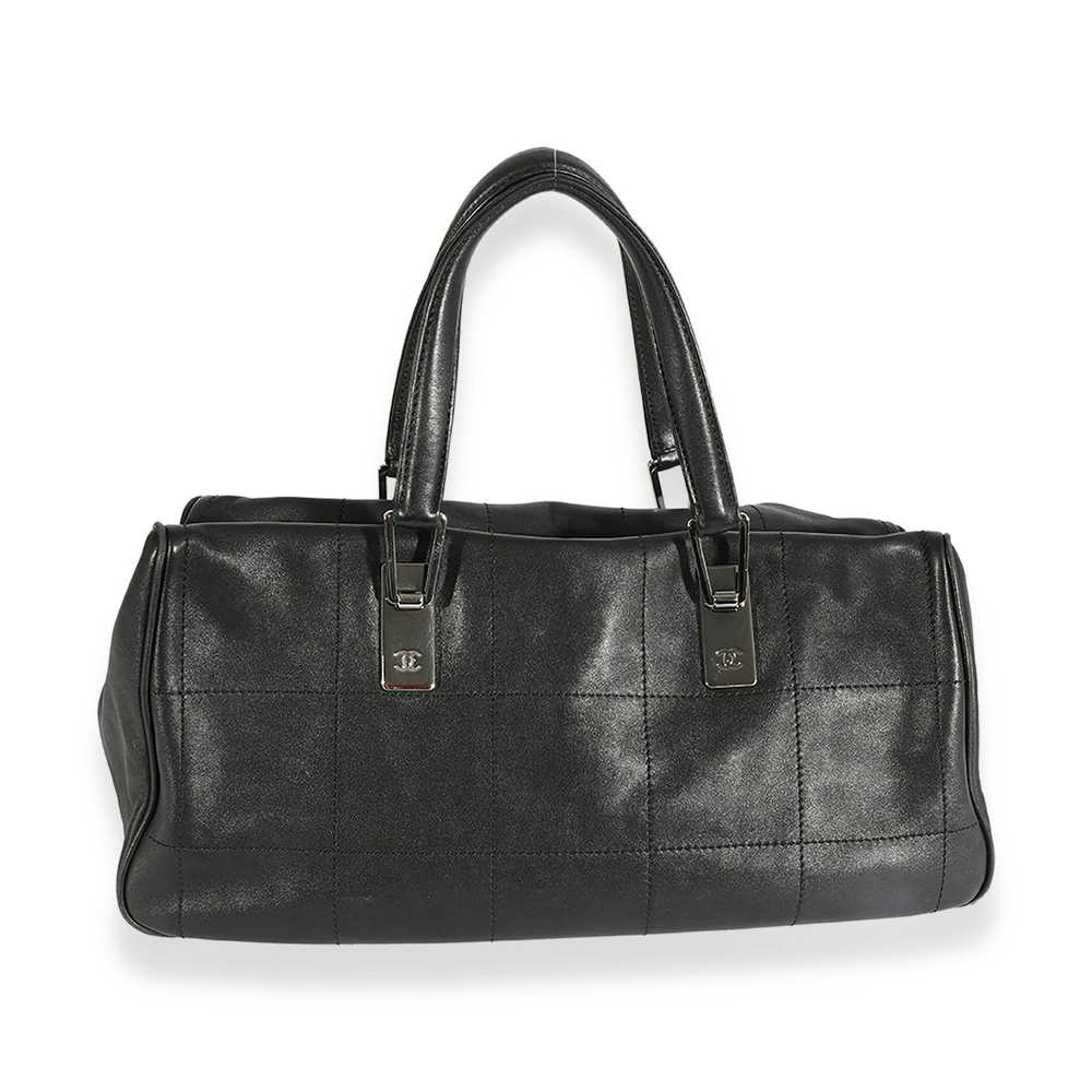 Chanel Chanel Black Square Stitch Leather Bowling… - image 3