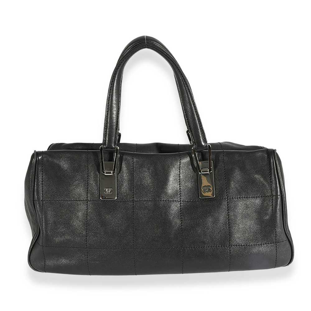 Chanel Chanel Black Square Stitch Leather Bowling… - image 5