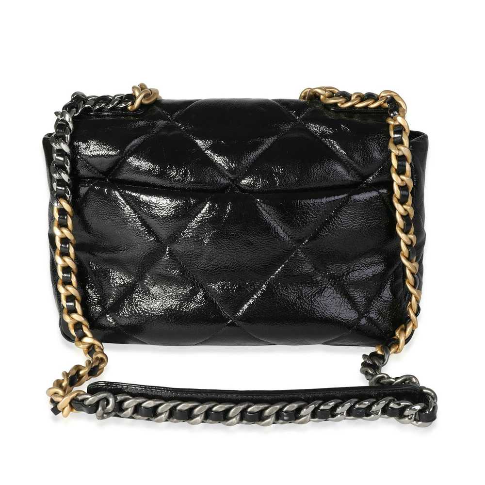 Chanel Chanel Black Quilted Patent Leather Large … - image 3