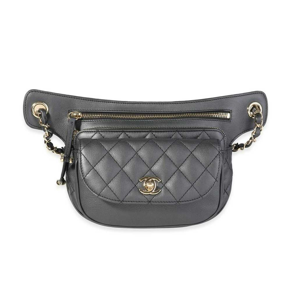 Chanel Chanel Black Quilted Metallic Aged Calfski… - image 1