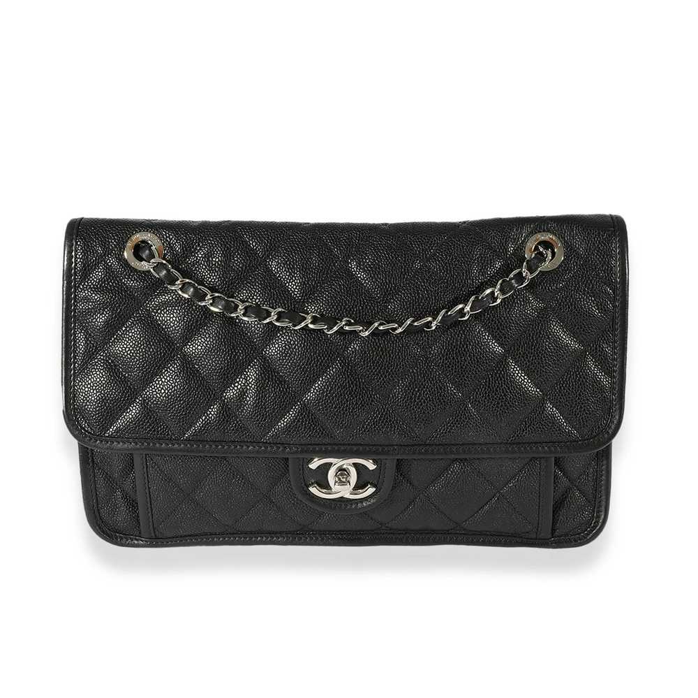 Chanel Chanel Black Quilted Caviar Large French R… - image 1