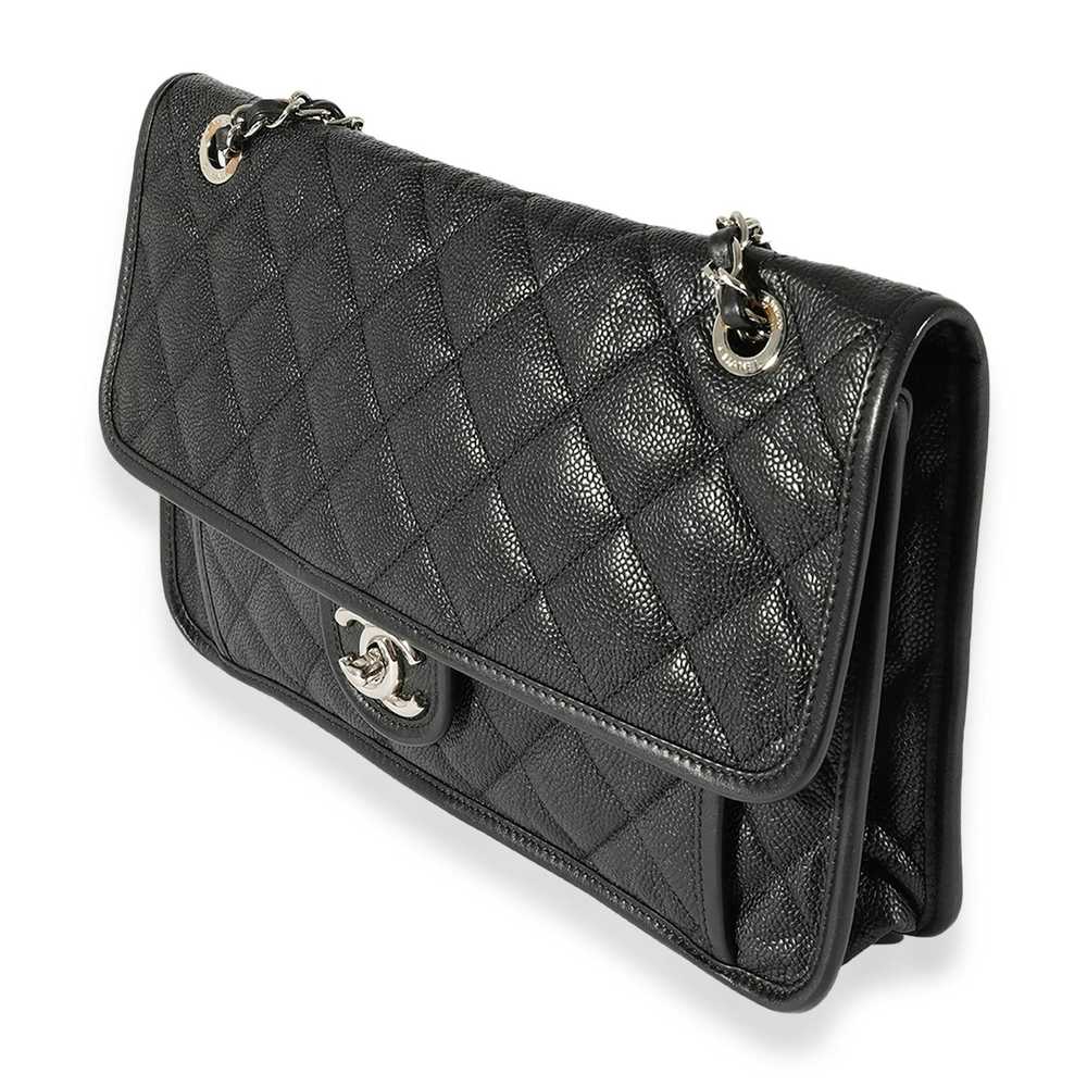 Chanel Chanel Black Quilted Caviar Large French R… - image 2