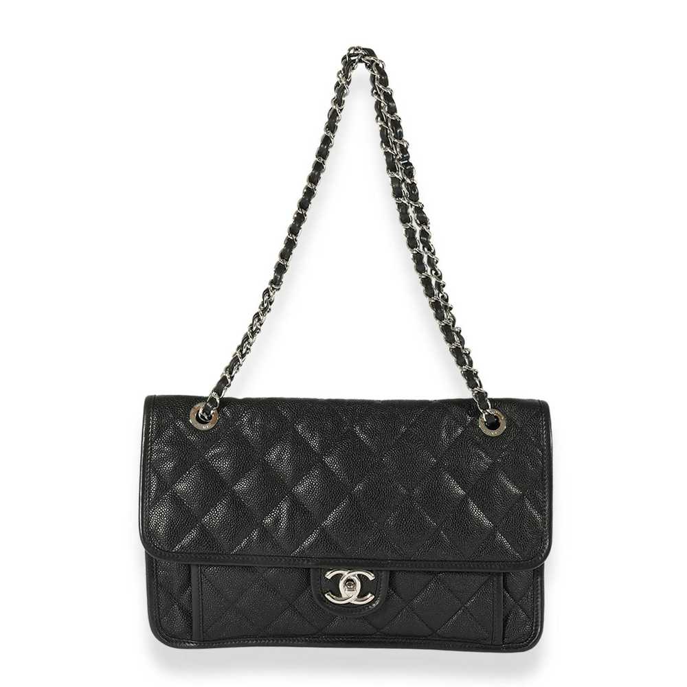 Chanel Chanel Black Quilted Caviar Large French R… - image 4