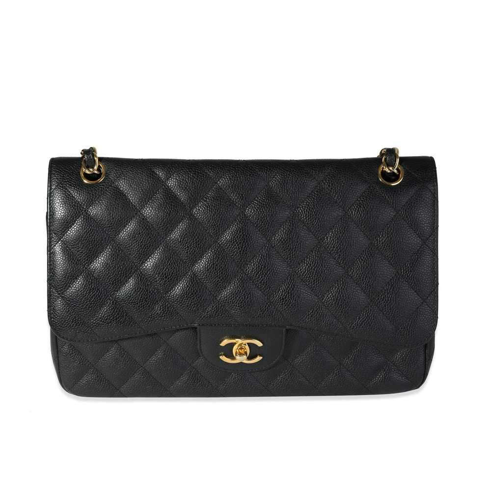 Chanel Chanel Black Quilted Caviar Classic Jumbo … - image 1