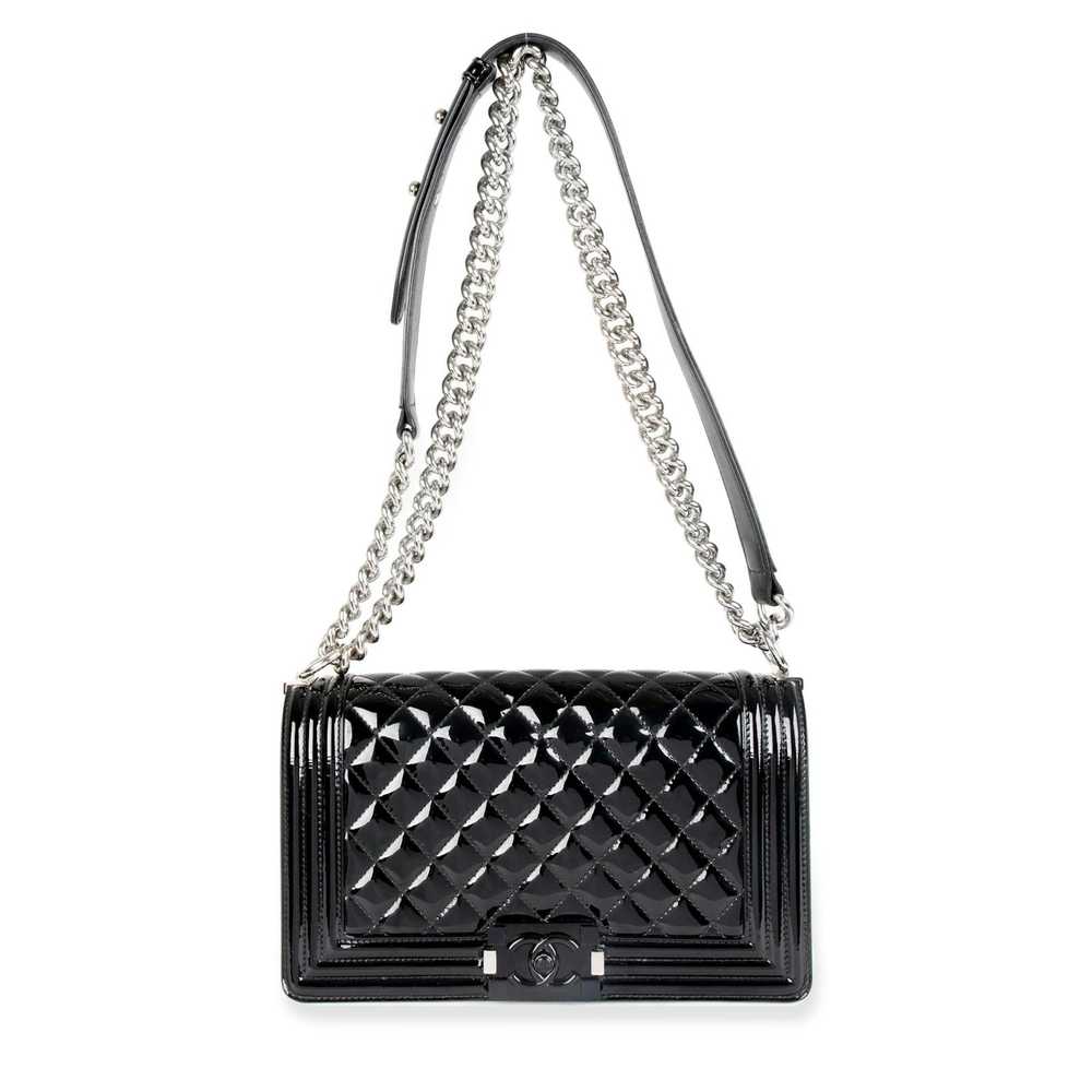 Chanel Chanel Black Patent Leather Quilted Old Me… - image 2