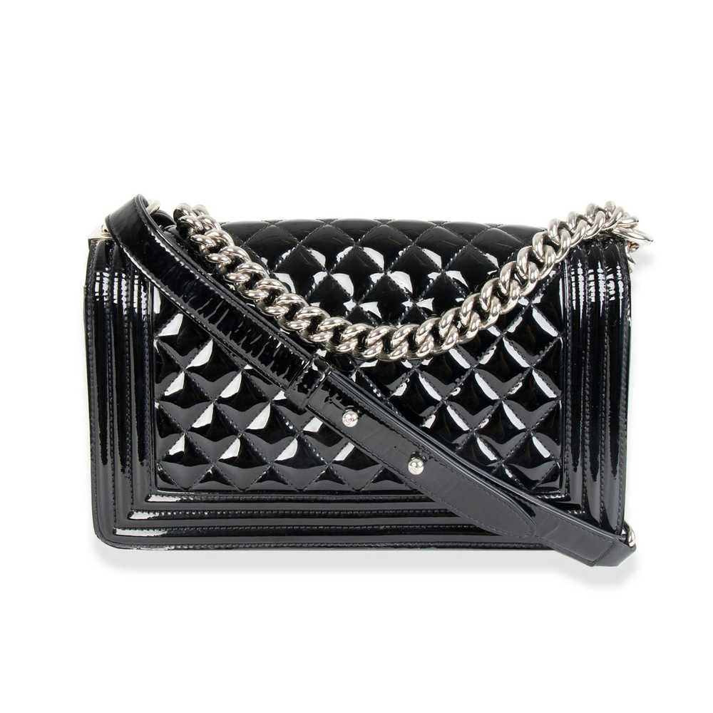 Chanel Chanel Black Patent Leather Quilted Old Me… - image 3