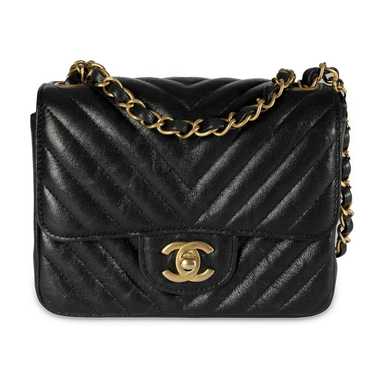 Chanel Chanel Black Iridescent Chevron Quilted Ca… - image 1