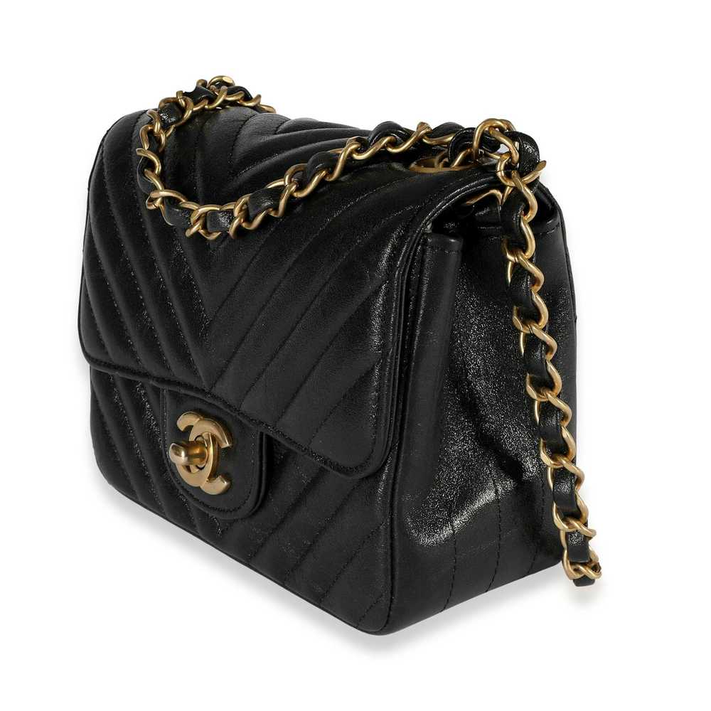 Chanel Chanel Black Iridescent Chevron Quilted Ca… - image 2