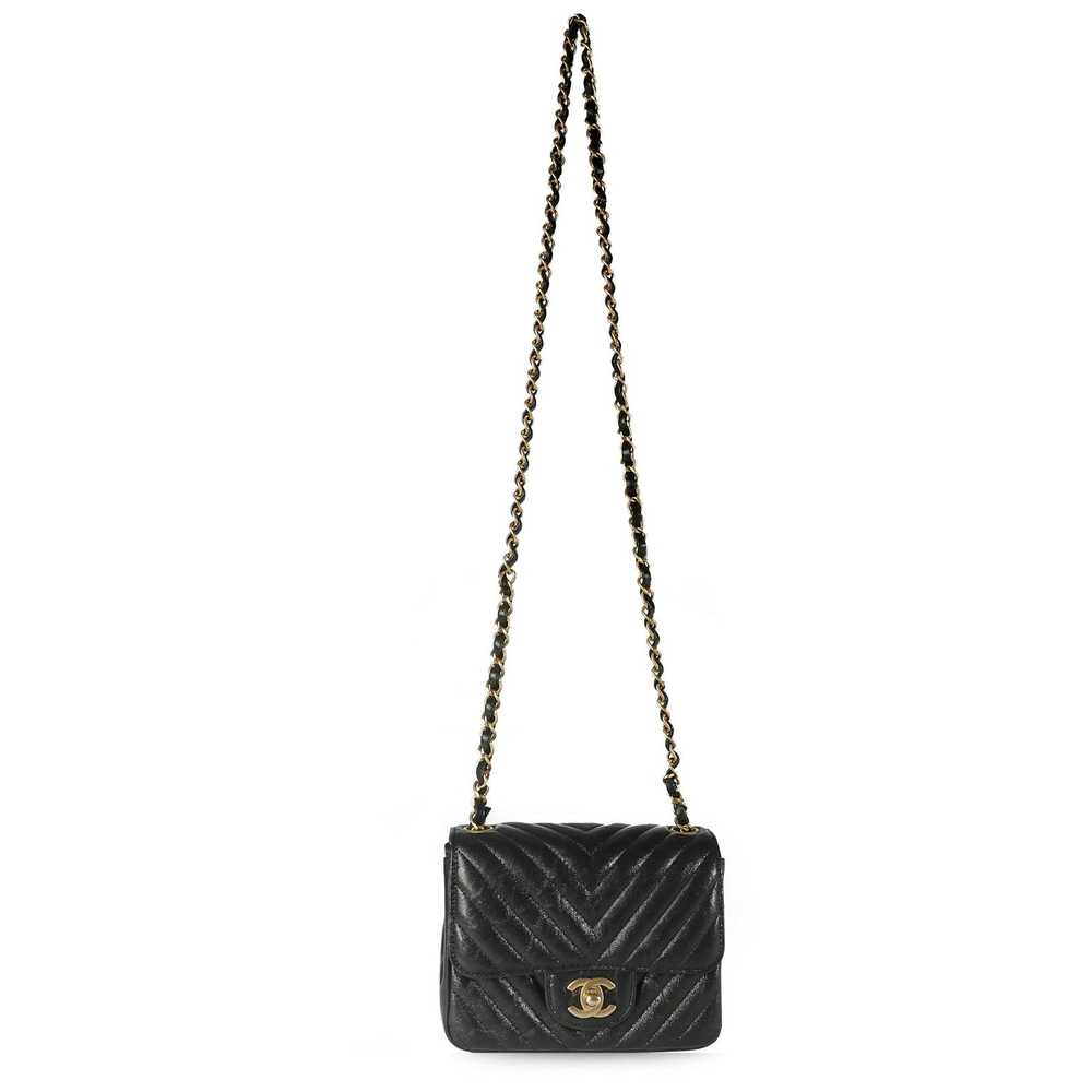 Chanel Chanel Black Iridescent Chevron Quilted Ca… - image 3