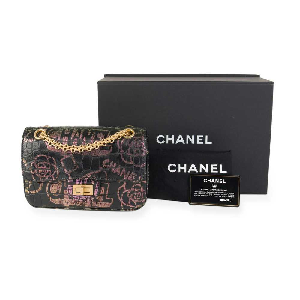 Chanel Chanel Black Crocodile Embossed Graffiti R… - image 7