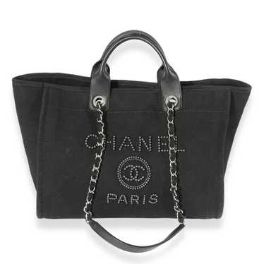 Chanel Chanel Black Canvas Pearl Large Deauville … - image 1