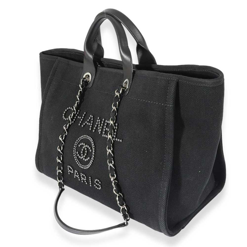 Chanel Chanel Black Canvas Pearl Large Deauville … - image 2