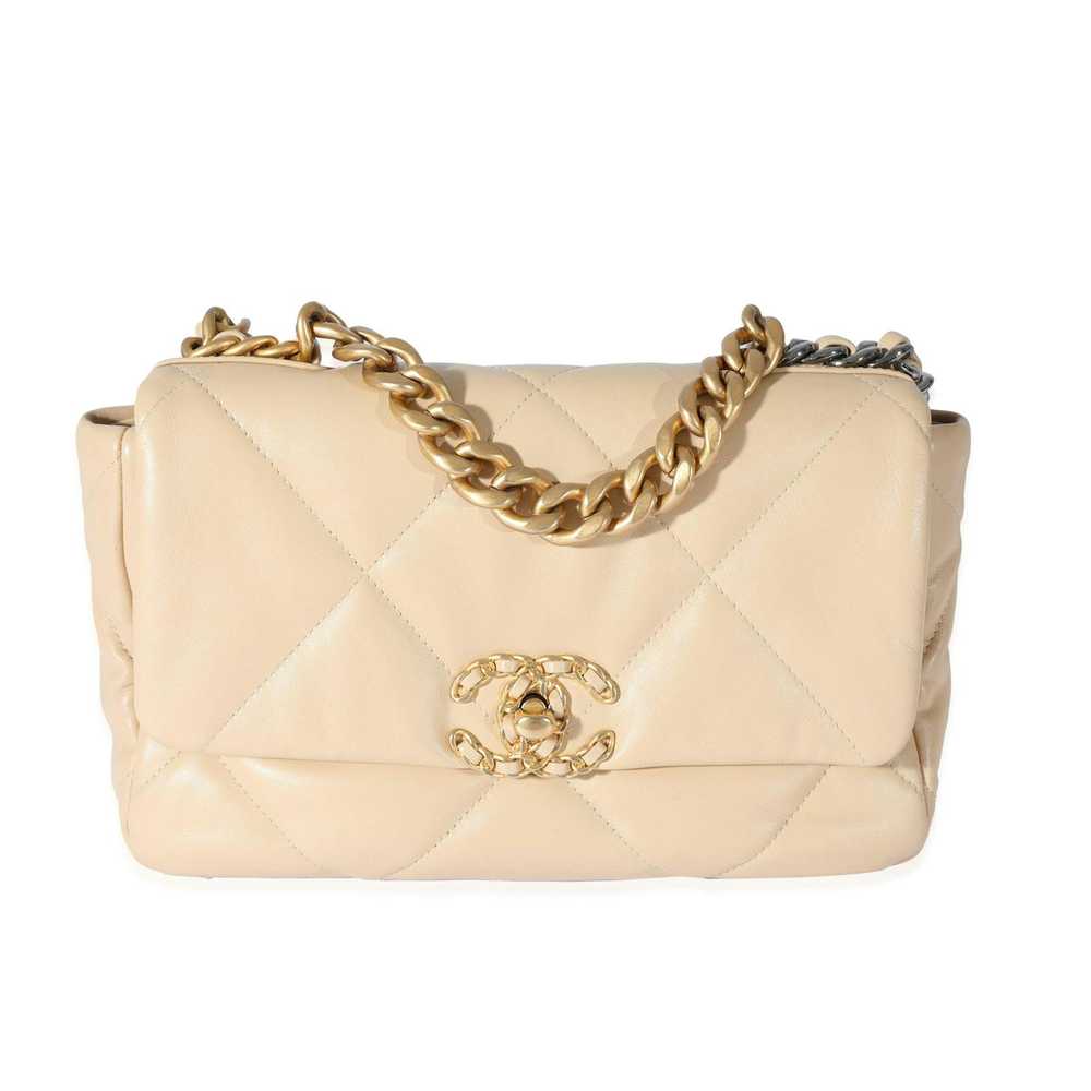 Chanel Chanel Beige Quilted Lambskin Medium Chane… - image 1