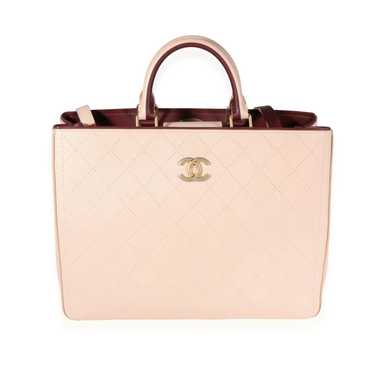 Chanel Chanel Beige & Burgundy Quilted Calfskin S… - image 1