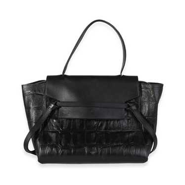 CELINE Black Grained Calfskin Leather Small Big Bag w/ Strap