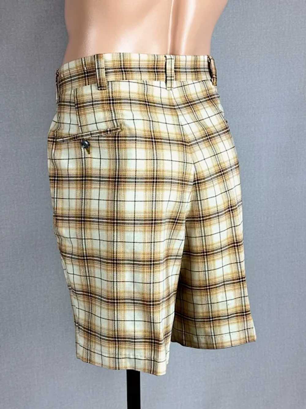 Vintage 60s Brown Plaid Mens Bermuda Golf Shorts … - image 4