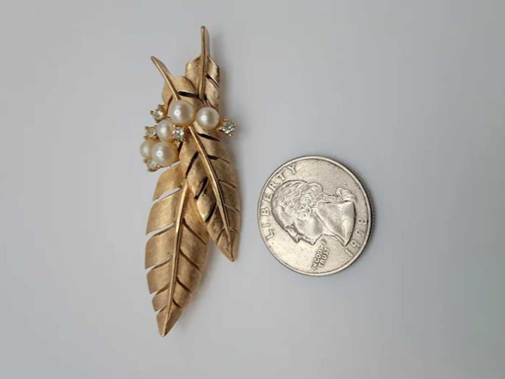 Vintage Crown Trifari Leaf and Floral Brooch - image 4