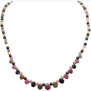 Genuine Green and Pink Tourmaline Necklace