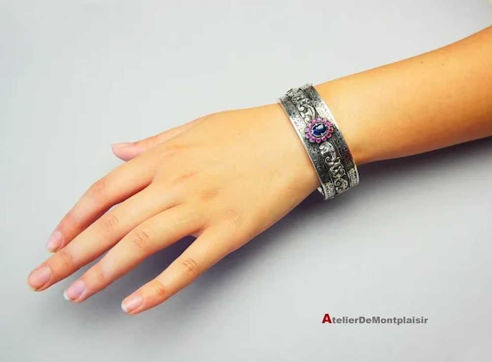 Imperial Russian 84 Silver Bangle Bracelet natura… - image 9