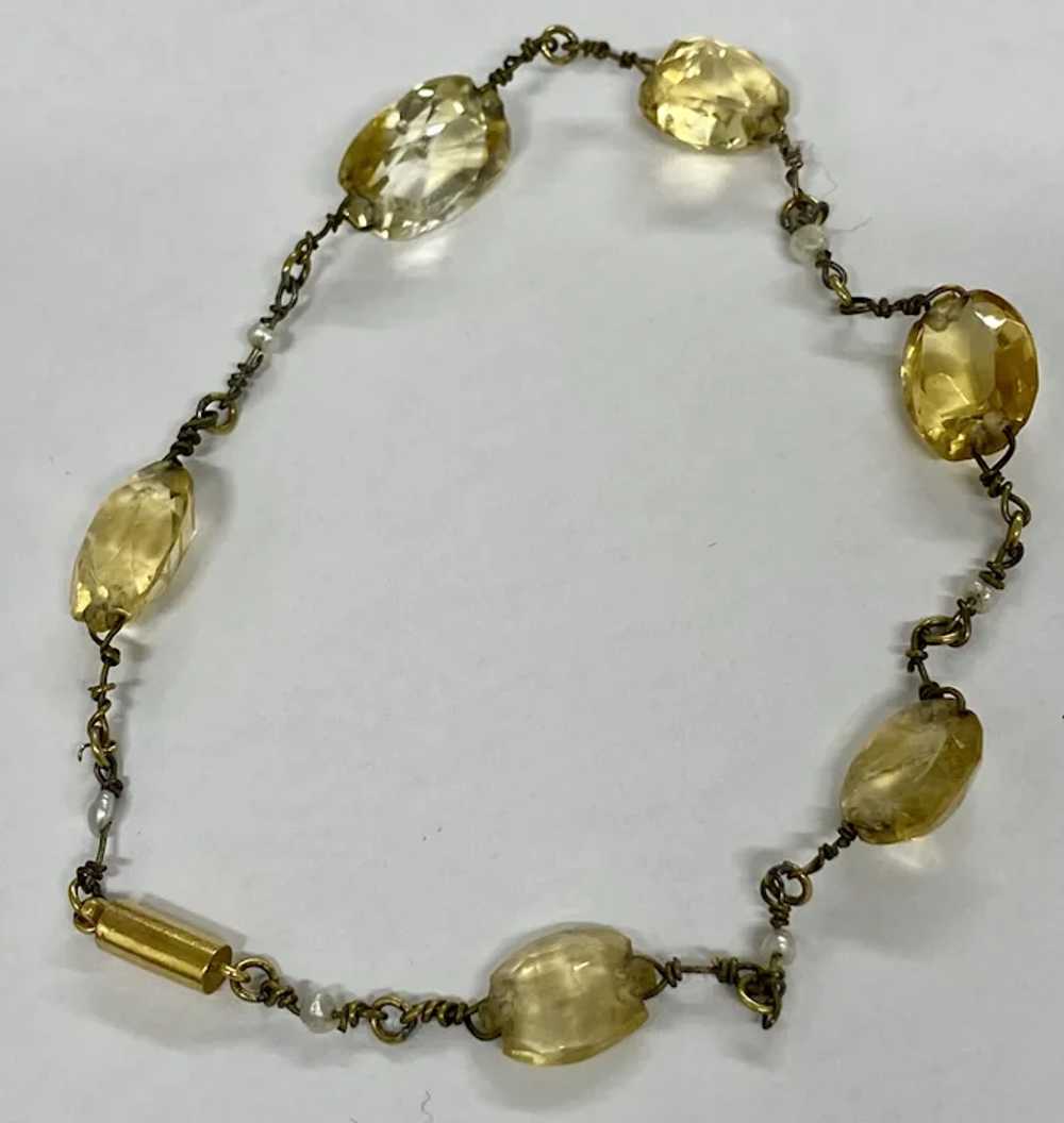 Antique Citrine and Seed Pearl Bracelet - image 2