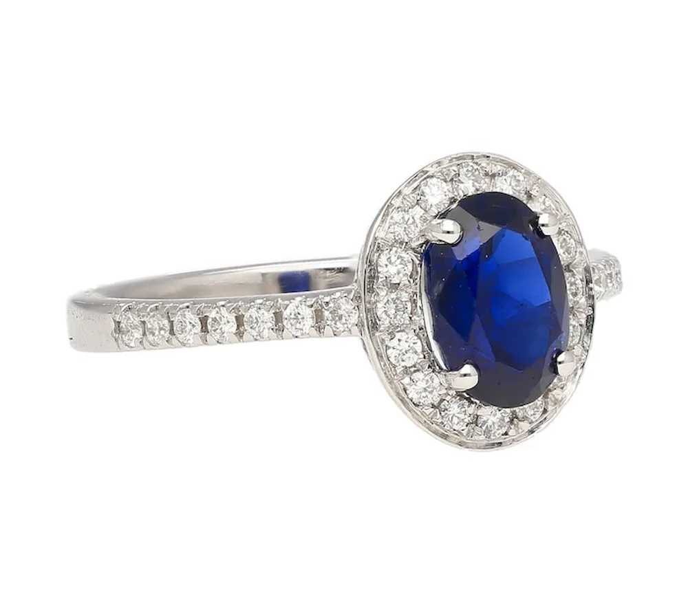 Natural 1.45 Carat Oval Cut Blue Sapphire and Dia… - image 6