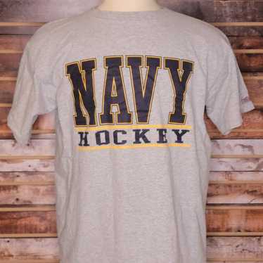 Vintage Navy Hockey Single Stitch MV Sport Shirt … - image 1