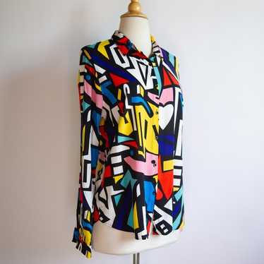 Big Dart Abstract Pop Art Colorful Button Down To… - image 1