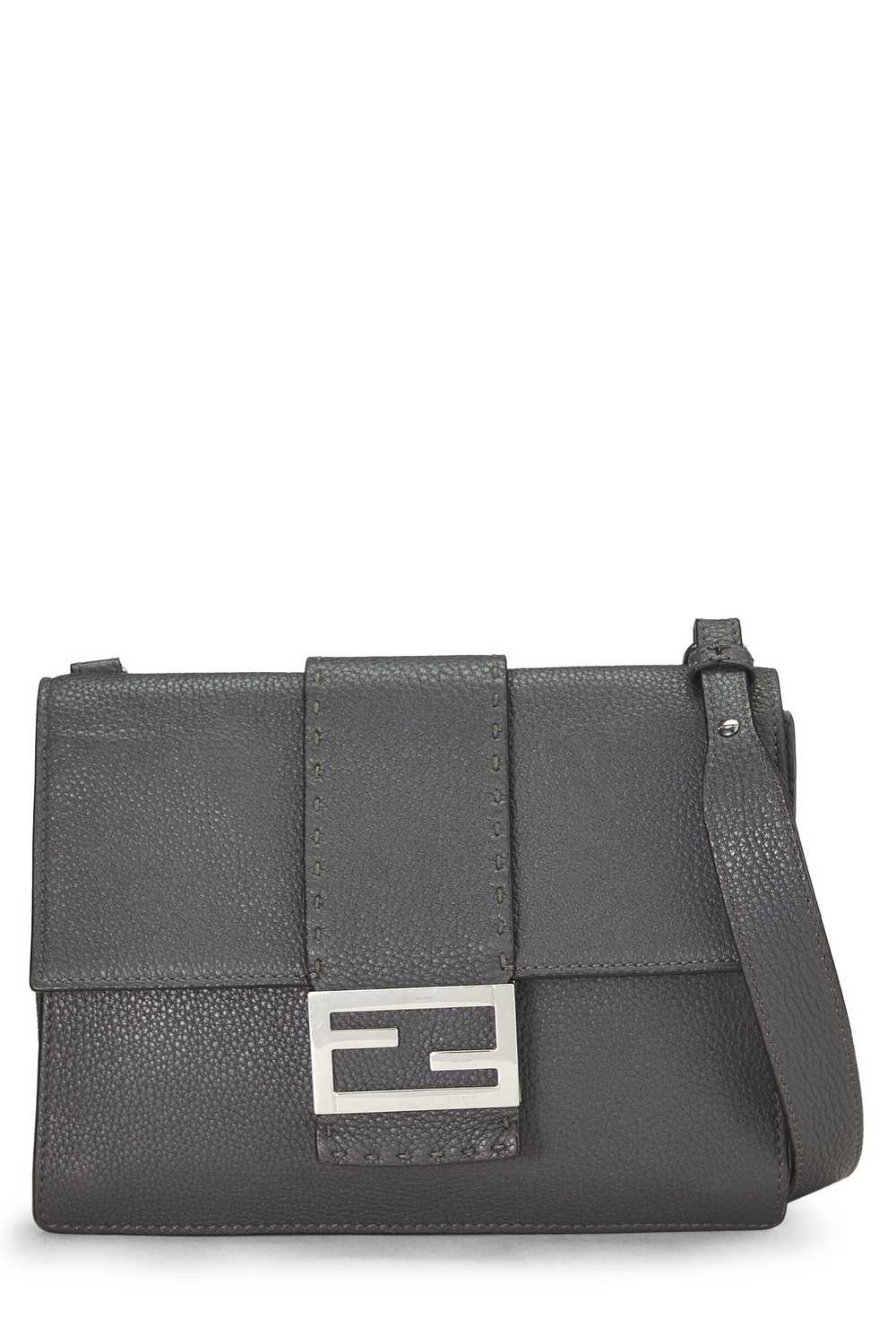 Grey Leather Flat Baguette Bag Medium - image 1