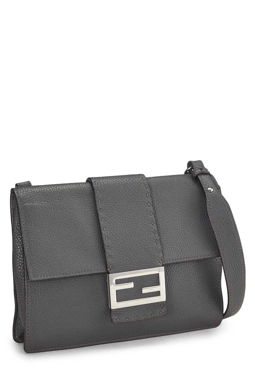 Grey Leather Flat Baguette Bag Medium - image 2