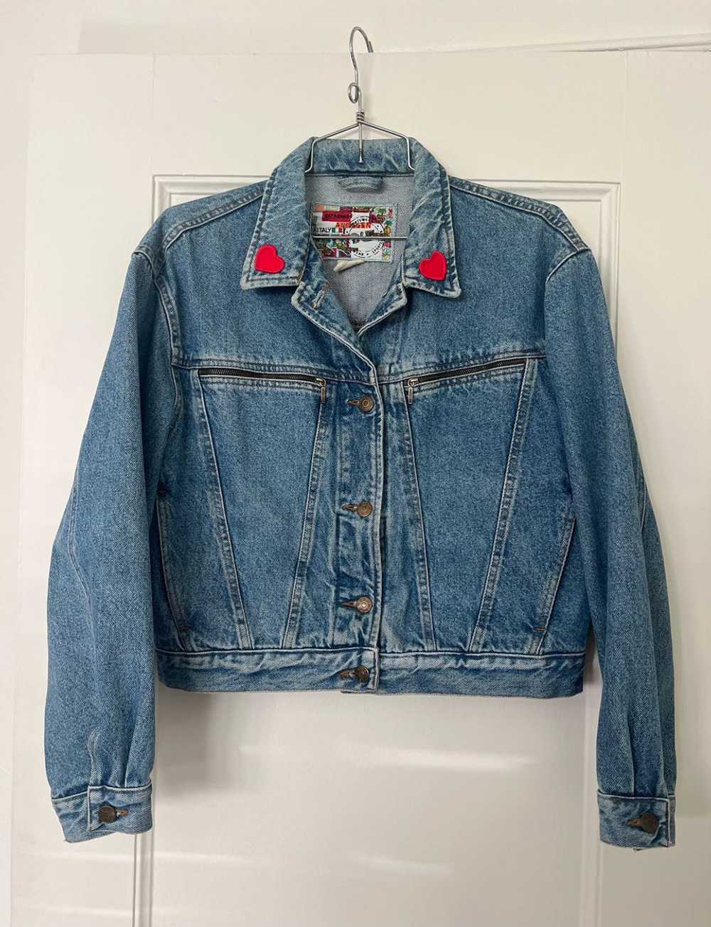 Random Vintage Italian Hearts Denim Jacket (L) |… - image 1