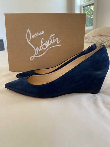 Christian Louboutin Blue Suede Wedges. Pipina 55…