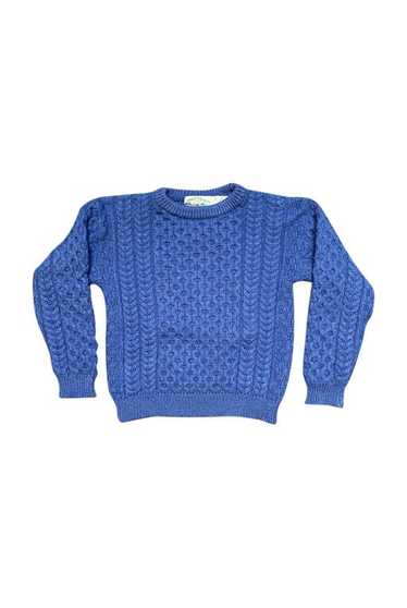 Woolen sweater - Vintage blue arancrafts pullover 