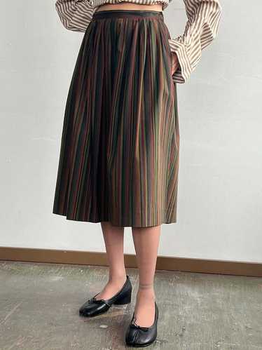 Cotton Stripe Skirt - Dark Olive