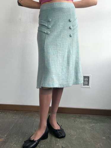 Button Knit Skirt - Soft Blue