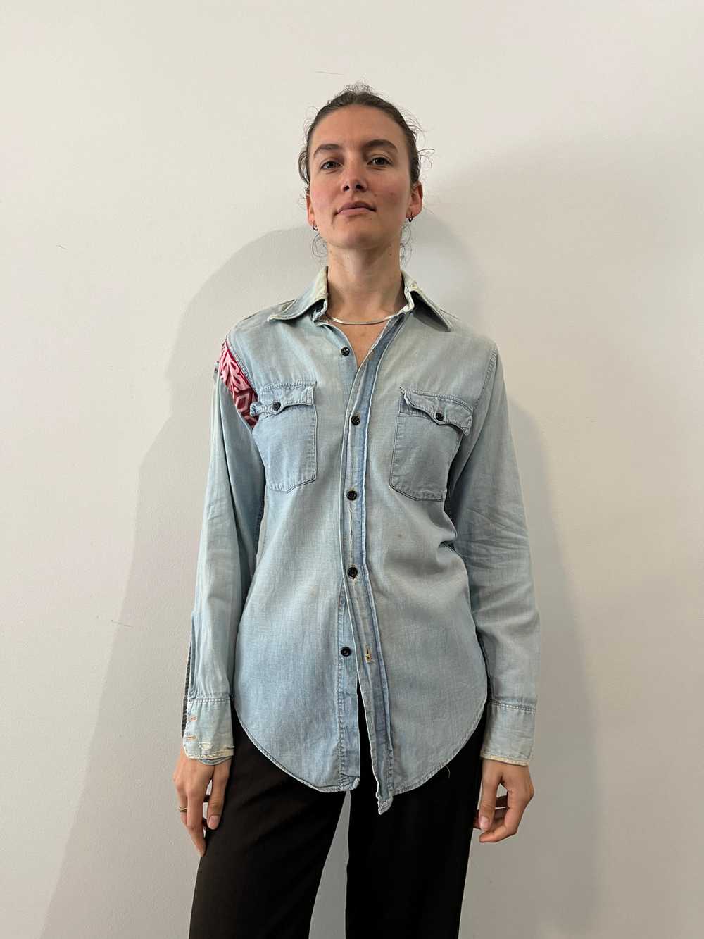 70s Patchwork Levis Chambray Shirt - image 2